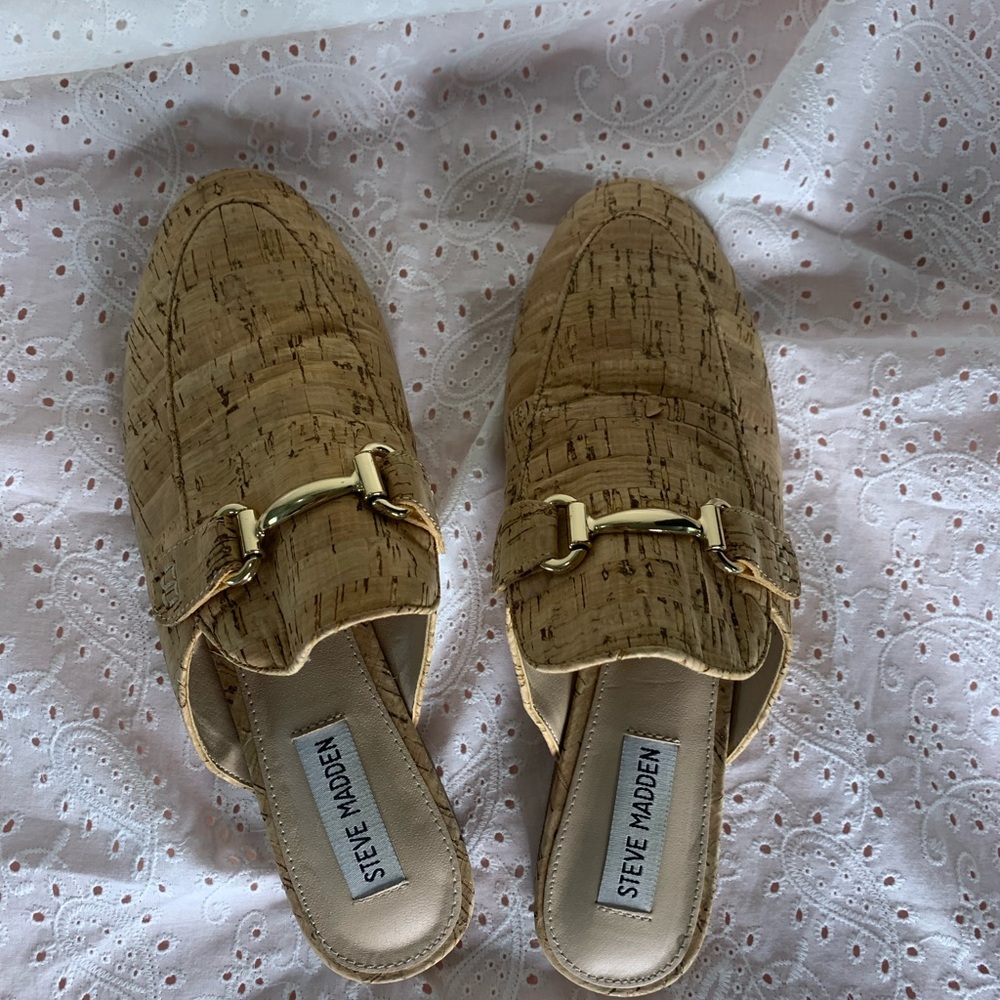 Steve Madden cork loafer slides